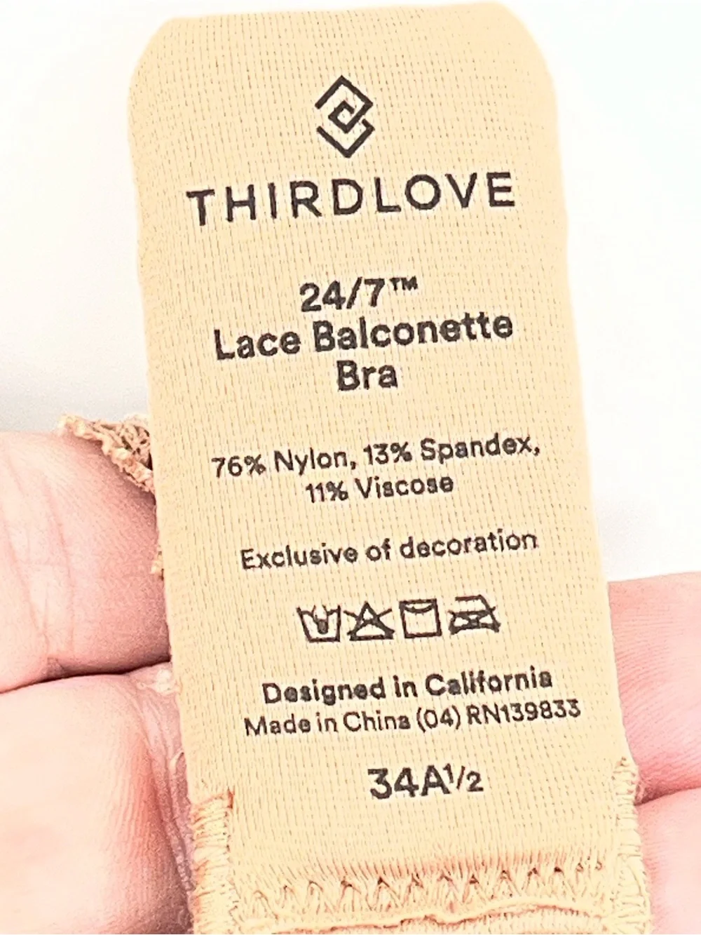 ThirdLove 24/7 Lace Balconette Bra tan nude 0792 neutral 32 A 1/2 half cup